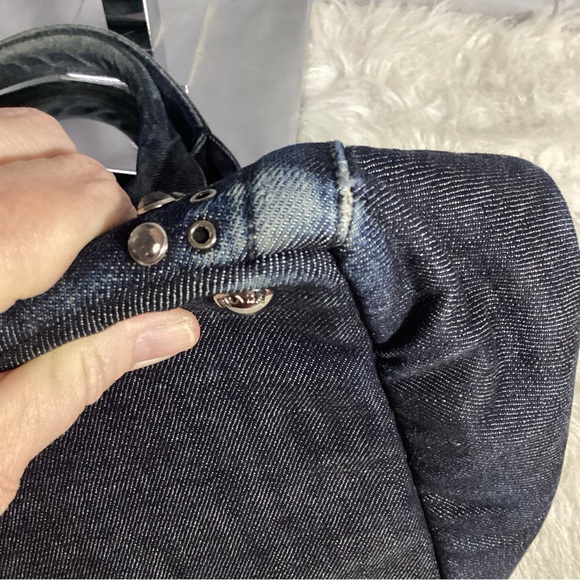 SOLD………Prada Canapa Studded Grommet Embellished Denim Tote w/ Long Strap RARE - Picture 12 of 16